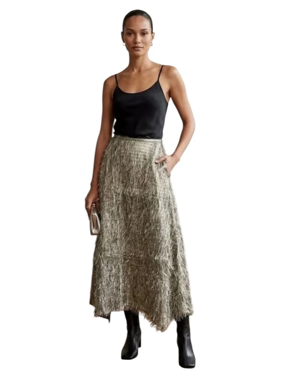 NWT Tuckernuck Pewter Metallic Tinsel Esme Skirt XXXL